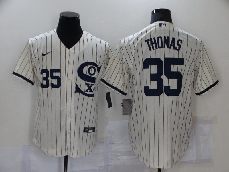 Men Chicago White Sox 35 Thomas Cream stripe Dream version Game Nike 2021 MLB Jerseys